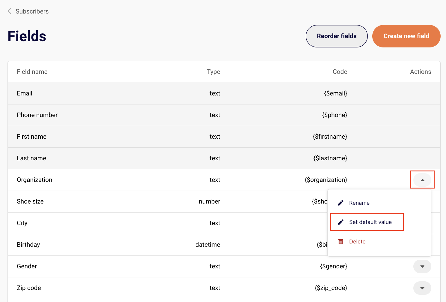 Default Custom Fields Sender Help Center